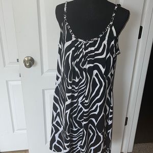 Zebra print silver chain spaghetti strap dress